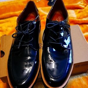 Franco Sarto navy patent leather oxfords
